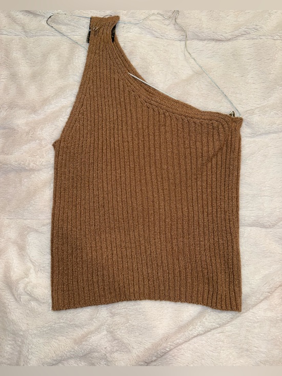 One Grey Day Tops - Ribbed Knit one shoulder Tank Top
